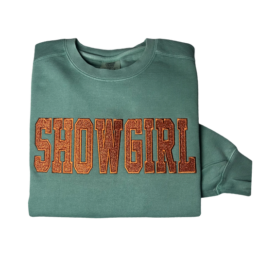 Showgirl Glitter Embroidered Crewneck Sweater